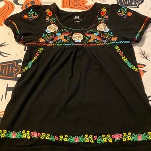 Embroidered day of the dead style shirt